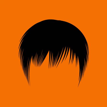 Woman Hair Dress. Black on Orange Background. Vector Illustration.のイラスト素材