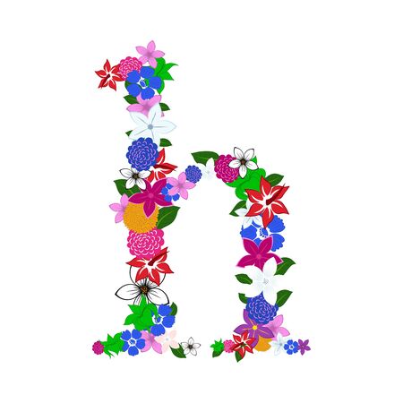 Floral Alphabet Letter. Colorfull on White Design. Vector illustration.のイラスト素材