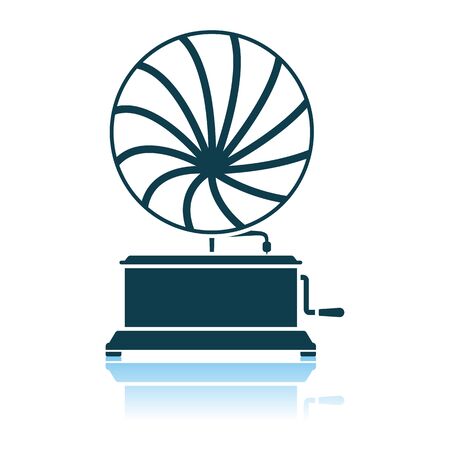 Gramophone Icon. Shadow Reflection Design. Vector Illustration.のイラスト素材