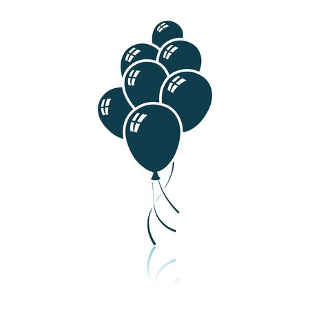 Party Balloons And Stars Icon. Shadow Reflection Design. Vector Illustration.のイラスト素材