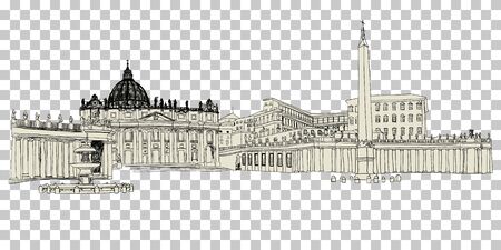 Vatican sketch hand drawn image. Vector illustration.のイラスト素材