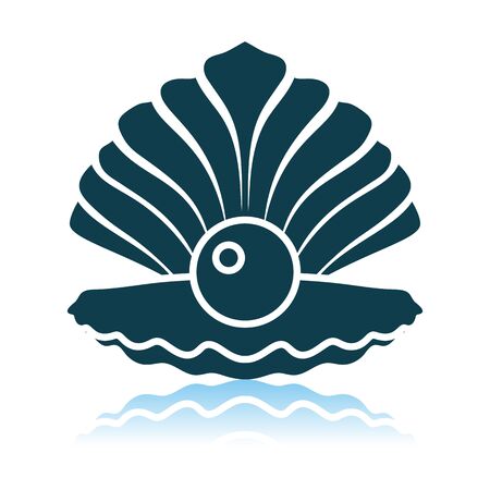 Open Seashell Icon. Shadow Reflection Design. Vector Illustration.のイラスト素材