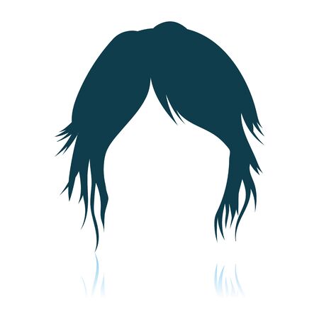 Woman Hair Dress. Shadow Reflection Design. Vector Illustration.のイラスト素材