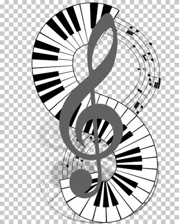 Musical notes staff with piano keyboard. Vector illustration.のイラスト素材
