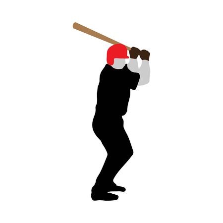 Highly detailed baseball athlete silhouette. Fully editable EPS 10 vector illustration.のイラスト素材