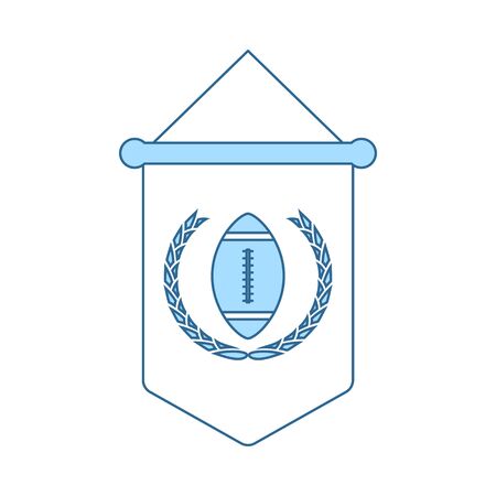 American Football Pennant Icon. Thin Line With Blue Fill Design. Vector Illustration.のイラスト素材