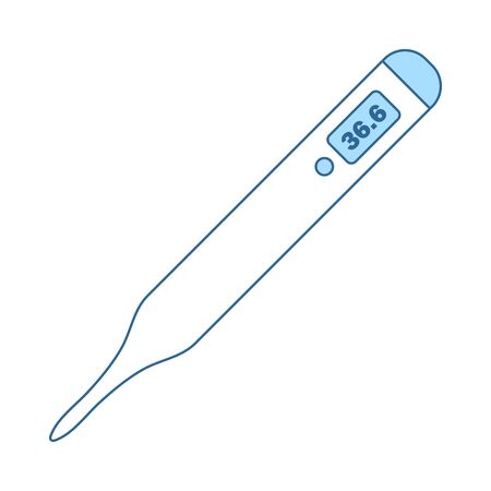 Medical Thermometer Icon. Thin Line With Blue Fill Design. Vector Illustration.のイラスト素材