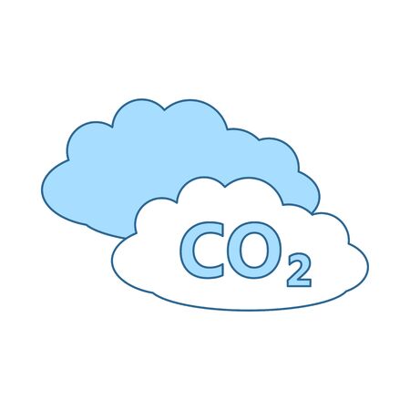CO 2 Cloud Icon. Thin Line With Blue Fill Design. Vector Illustration.のイラスト素材