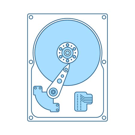 HDD Icon. Thin Line With Blue Fill Design. Vector Illustration.のイラスト素材