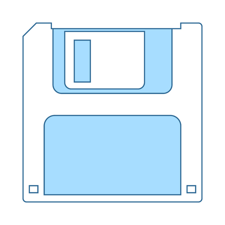 Floppy Icon. Thin Line With Blue Fill Design. Vector Illustration.のイラスト素材