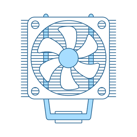 CPU Fan Icon. Thin Line With Blue Fill Design. Vector Illustration.のイラスト素材