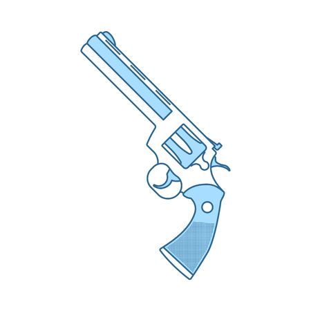 Revolver Gun Icon. Thin Line With Blue Fill Design. Vector Illustration.のイラスト素材