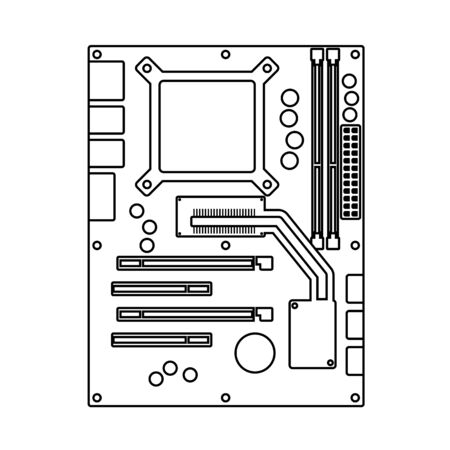 Motherboard Icon. Outline Simple Design With Editable Stroke. Vector Illustration.のイラスト素材
