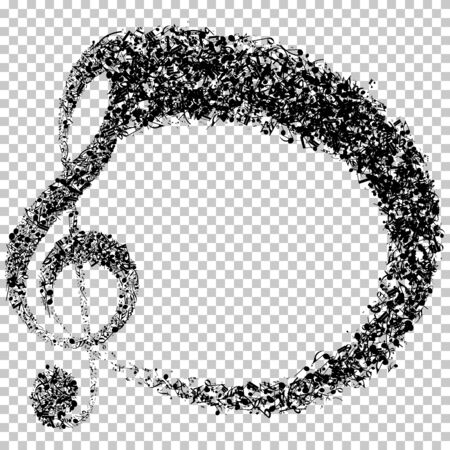Musical Notes Background. Transparency Grid Design. Vector Illustration.のイラスト素材