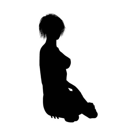 Naked sexy girls silhouette. Very smooth and detailed. Hairstyle in separate group and can be modified or recolor. Vector illustration.のイラスト素材