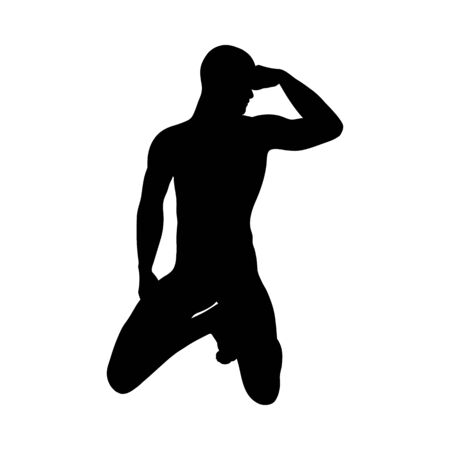 Sitting Pose Man Silhouette. Very smooth and detailed. Vector illustration.のイラスト素材