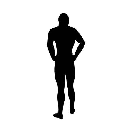 Standing Pose Man Silhouette. Very smooth and detailed. Vector illustration.のイラスト素材