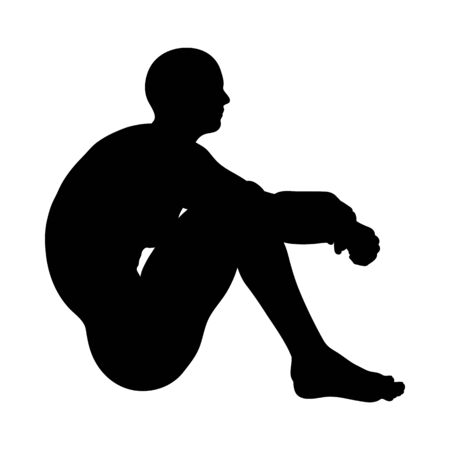 Sitting Pose Man Silhouette. Very smooth and detailed. Vector illustration.のイラスト素材