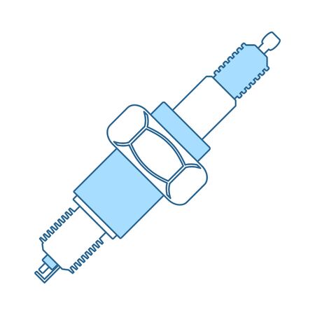 Spark Plug Icon. Thin Line With Blue Fill Design. Vector Illustration.のイラスト素材