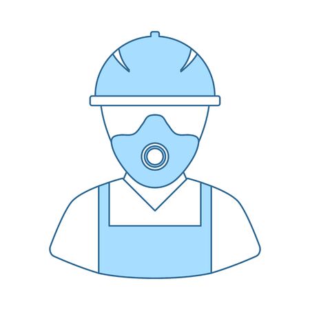 Repair Worker Icon. Thin Line With Blue Fill Design. Vector Illustration.のイラスト素材