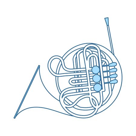 Horn Icon. Thin Line With Blue Fill Design. Vector Illustration.のイラスト素材