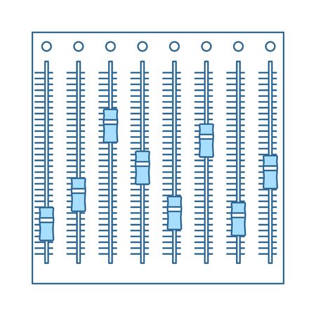 Music Equalizer Icon. Thin Line With Blue Fill Design. Vector Illustration.のイラスト素材