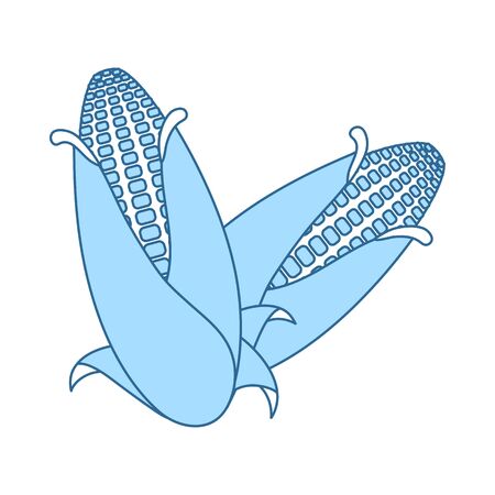 Corn Icon. Thin Line With Blue Fill Design. Vector Illustration.のイラスト素材