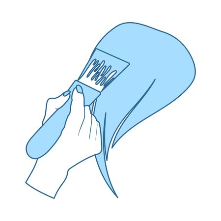 Painting Hair Icon. Thin Line With Blue Fill Design. Vector Illustration.のイラスト素材
