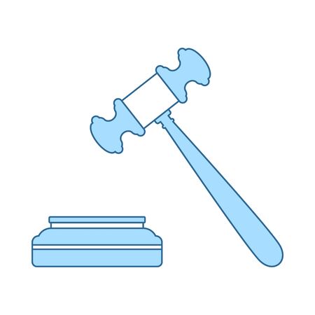 Judge Hammer Icon. Thin Line With Blue Fill Design. Vector Illustration.のイラスト素材