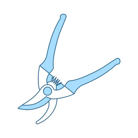 Garden Scissors Icon. Thin Line With Blue Fill Design. Vector Illustration.のイラスト素材