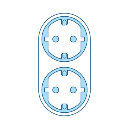 AC Splitter Icon. Thin Line With Blue Fill Design. Vector Illustration.のイラスト素材