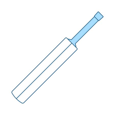 Cricket Bat Icon. Thin Line With Blue Fill Design. Vector Illustration.のイラスト素材