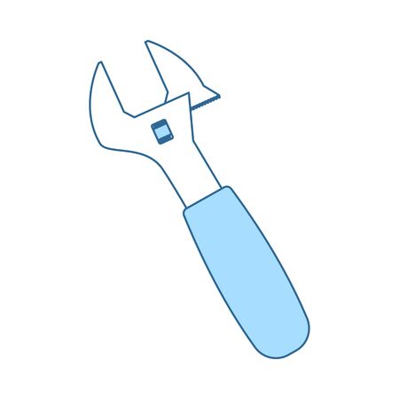 Adjustable Wrench Icon. Thin Line With Blue Fill Design. Vector Illustration.のイラスト素材
