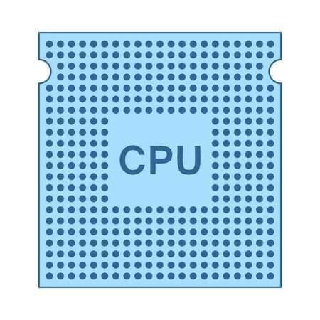 CPU Icon. Thin Line With Blue Fill Design. Vector Illustration.のイラスト素材