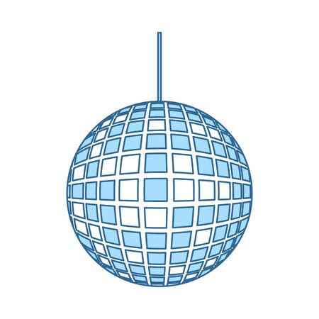 Party Disco Sphere Icon. Thin Line With Blue Fill Design. Vector Illustration.のイラスト素材