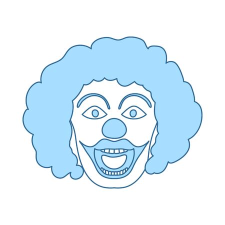Party Clown Face Icon. Thin Line With Blue Fill Design. Vector Illustration.のイラスト素材
