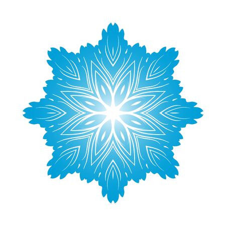 Circle Snowflake Ornaments. Blue Gradient Design. Vector Illustration.のイラスト素材
