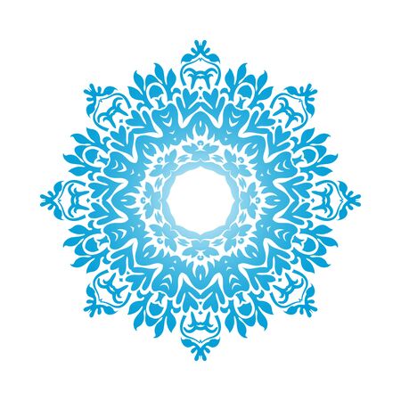 Circle Snowflake Ornaments. Blue Gradient Design. Vector Illustration.のイラスト素材