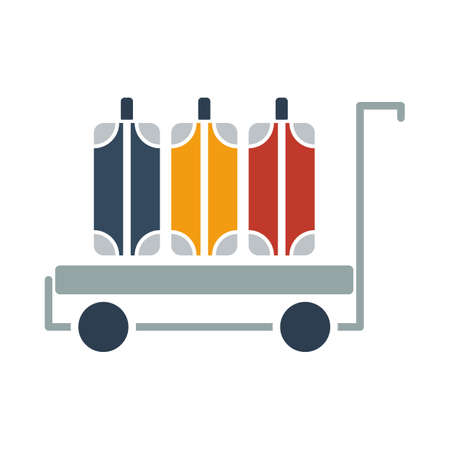 Luggage Cart Icon. Flat Color Design. Vector Illustration.のイラスト素材