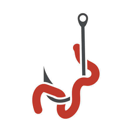 Icon Of Worm On Hook. Flat Color Design. Vector Illustration.のイラスト素材