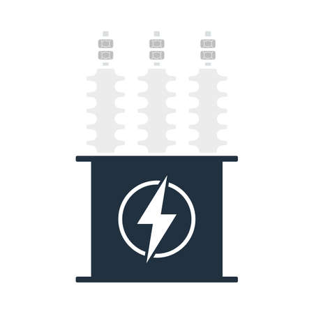 Electric Transformer Icon. Flat Color Design.のイラスト素材