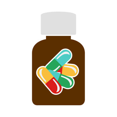 Pills Bottle Icon. Flat Color Design. Vector Illustration.のイラスト素材