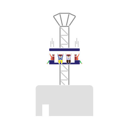 Free-fall Ride Icon. Flat Color Design. Vector Illustration.のイラスト素材