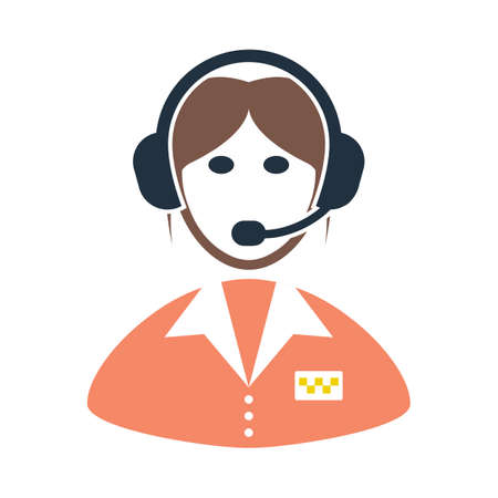 Taxi Dispatcher Icon. Flat Color Design. Vector Illustration.のイラスト素材