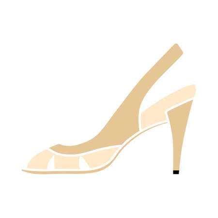 Woman Heeled Sandal Icon. Flat Color Design. Vector Illustration.のイラスト素材