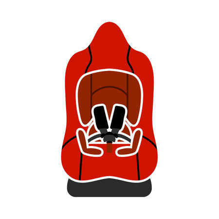Baby Car Seat Icon. Flat Color Design. Vector Illustration.のイラスト素材