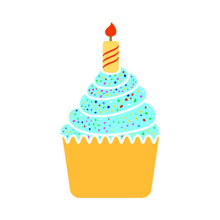 First Birthday Cake Icon. Flat Color Design. Vector Illustration.のイラスト素材
