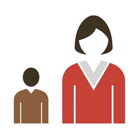 Lady Boss With Subordinate Icon. Flat Color Design. Vector Illustration.のイラスト素材