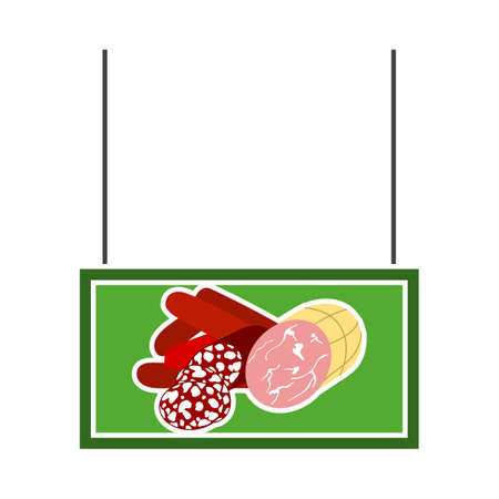 Sausages Market Department Icon. Flat Color Design. Vector Illustration.のイラスト素材
