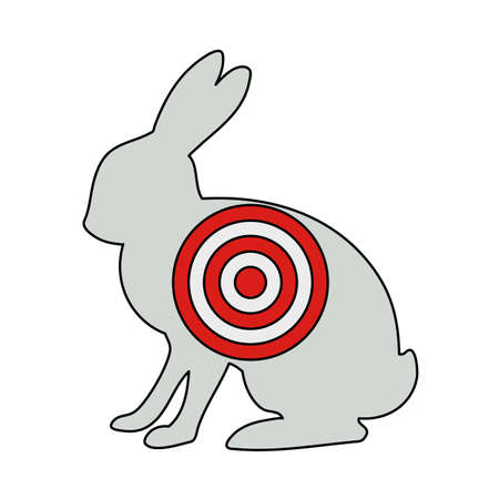 Icon Of Hare Silhouette With Target. Editable Outline With Color Fill Design. Vector Illustration.のイラスト素材